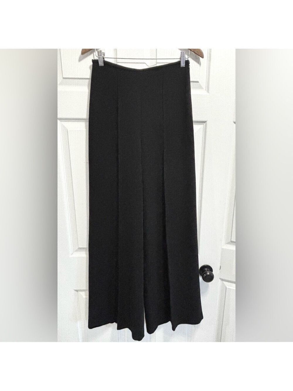 MNG Mango Black Wide Leg Trousers Pants Side Zip Drapey Flowy Size 6